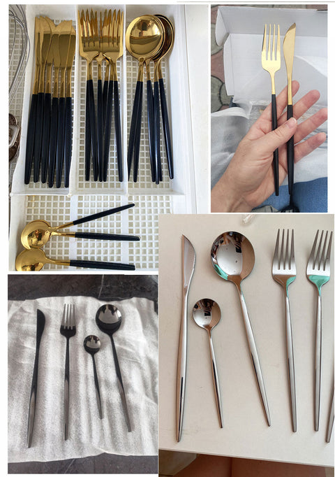 Black Handle Golden Cutlery Set
