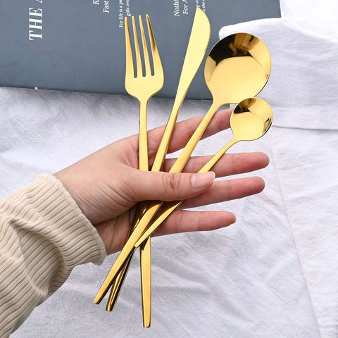 Black Handle Golden Cutlery Set