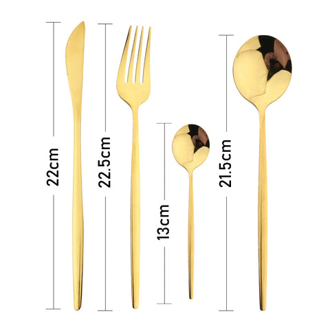 Black Handle Golden Cutlery Set